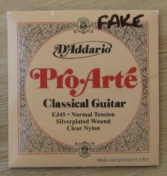 Counterfeit D'Addario EJ45 Pro-Arte classical guitar strings
